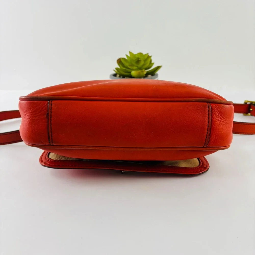 Fossil‎ Women's Memoir Small Flap Crossbody Bright Orange Leather Bag